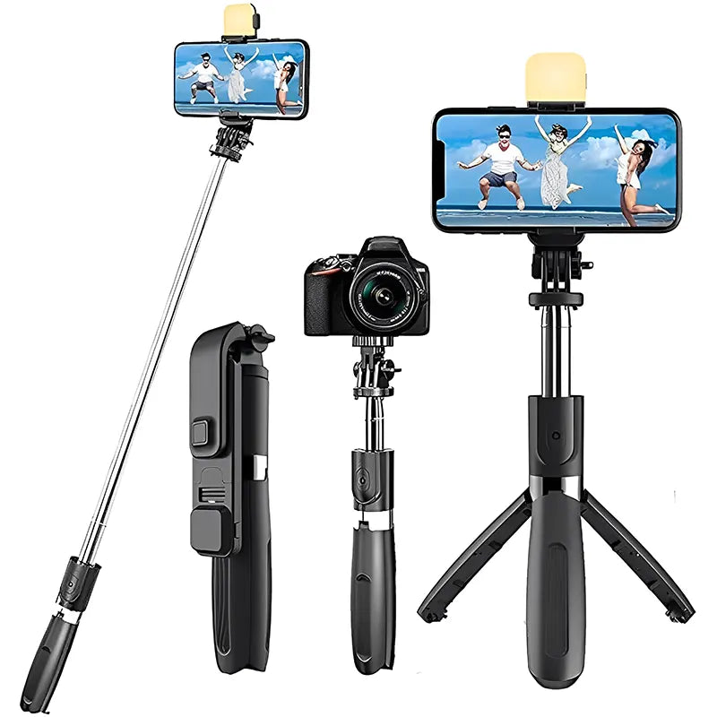 4 in 1 Wireless Selfie Stick R1S Tripod Bluetooth Shutter & Light