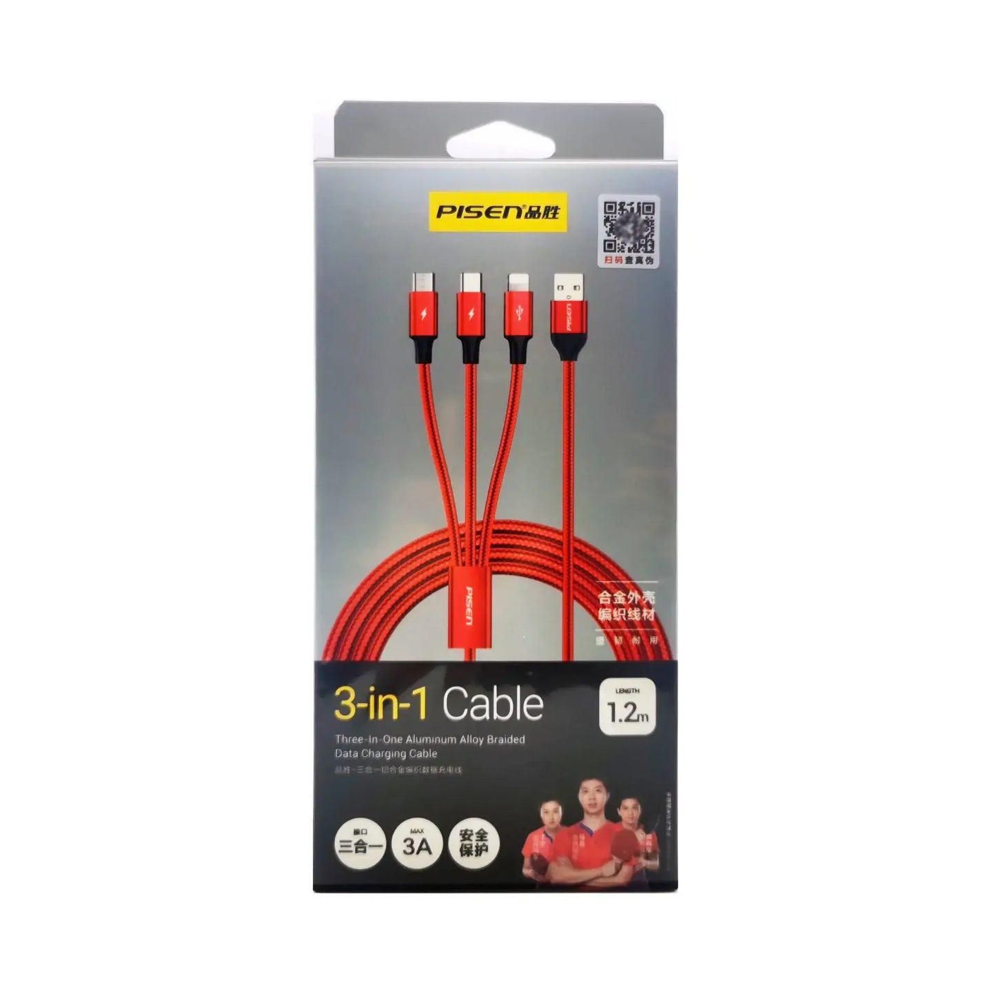 3 in 1 Fast Charging Cable ( USB-C, Lightning & Micro USB)