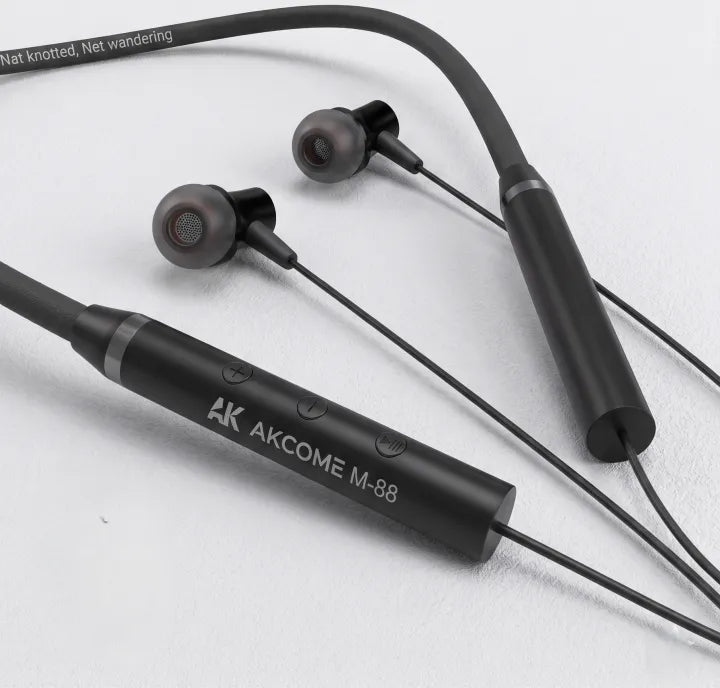 AKCOME M-88 Wireless Neckband Earphones | Bluetooth 5.3, Built-in Mic & Magnetic Buds