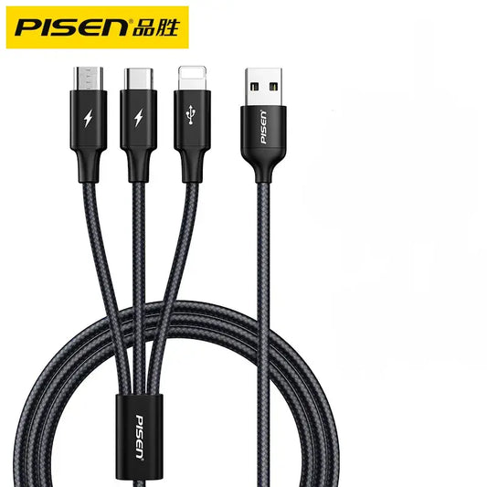 3 in 1 Fast Charging Cable ( USB-C, Lightning & Micro USB)