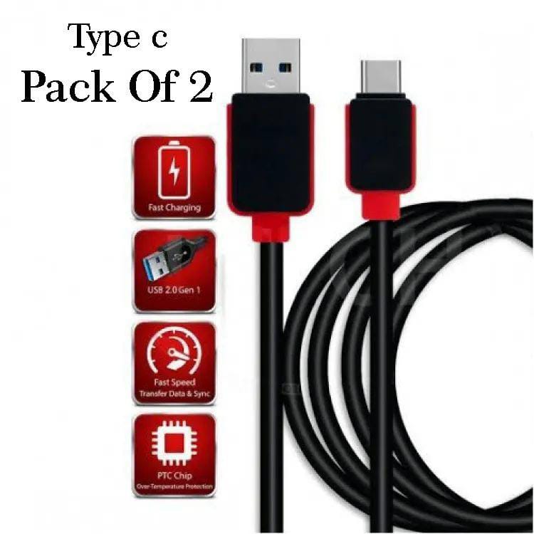 Black Fast Charging USB Cable - Pack of 2