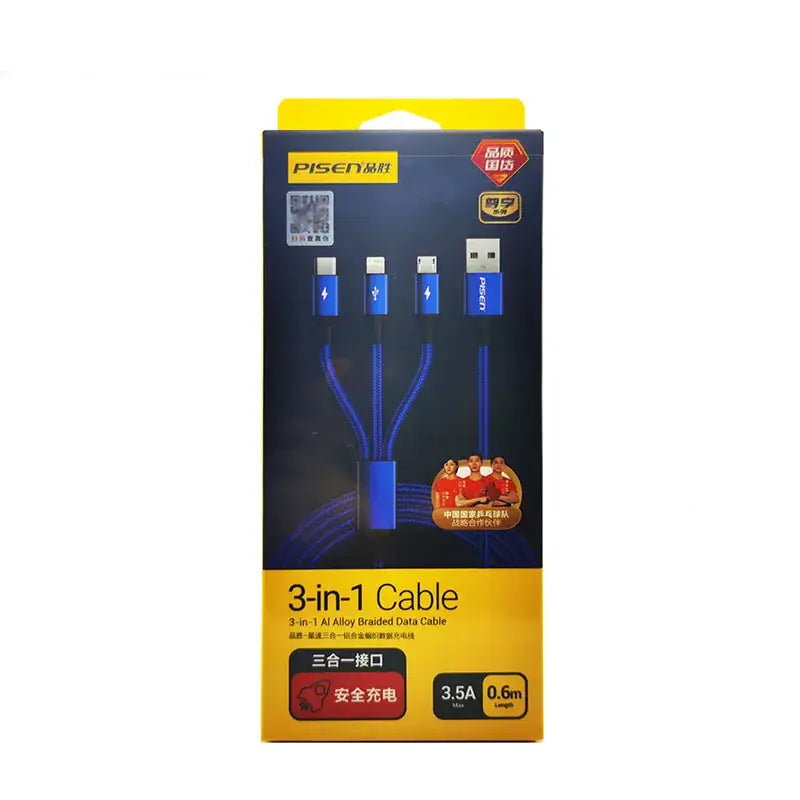 3 in 1 Fast Charging Cable ( USB-C, Lightning & Micro USB)