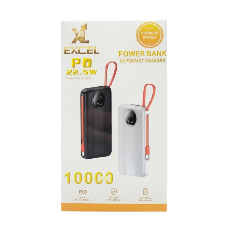 Excel PD 22.5W Power Bank 10000mAh With 2 Cables