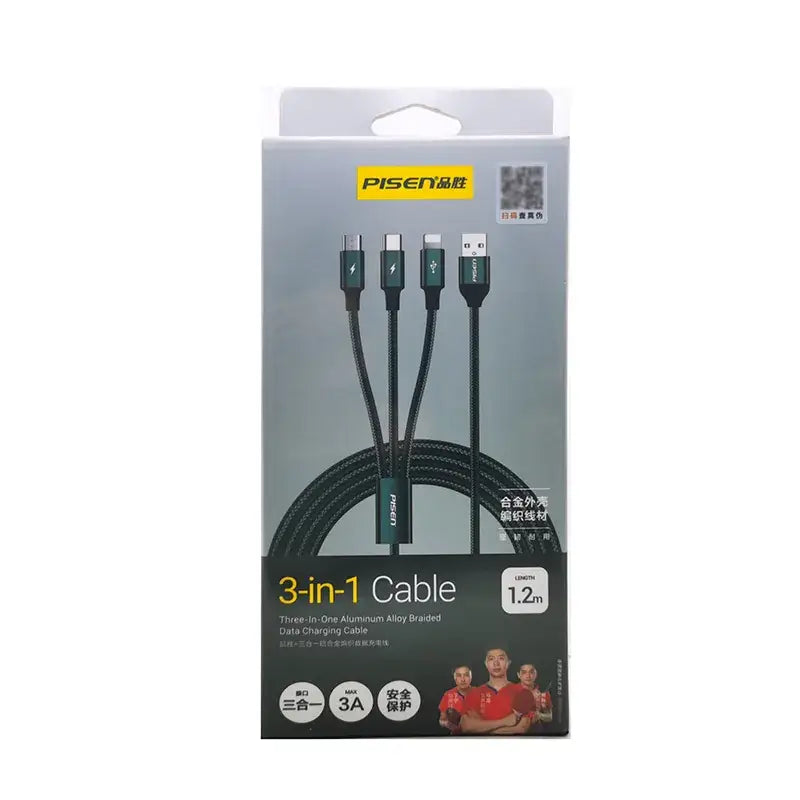 3 in 1 Fast Charging Cable ( USB-C, Lightning & Micro USB)