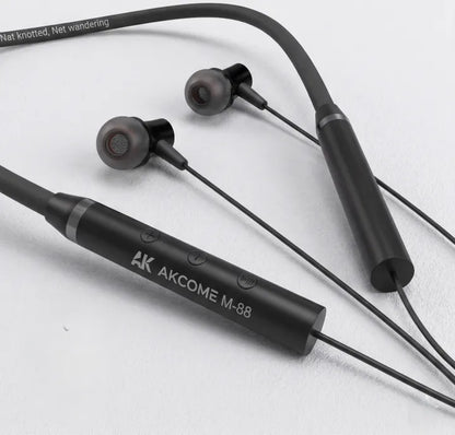 AKCOME M-88 Wireless Neckband Earphones | Bluetooth 5.3, Built-in Mic & Magnetic Buds
